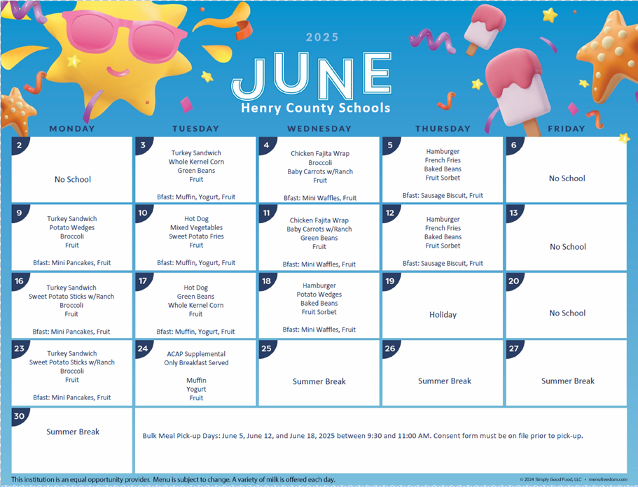 June 2025 Menu